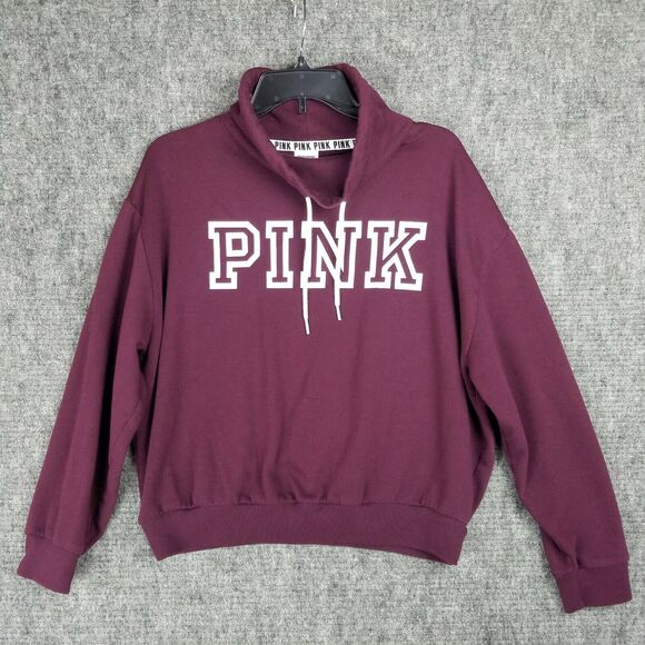 Victorias Secret Pink Sweatshirt Womens Small Baggy Pullover Sweats High Neck - Picture 1 of 10